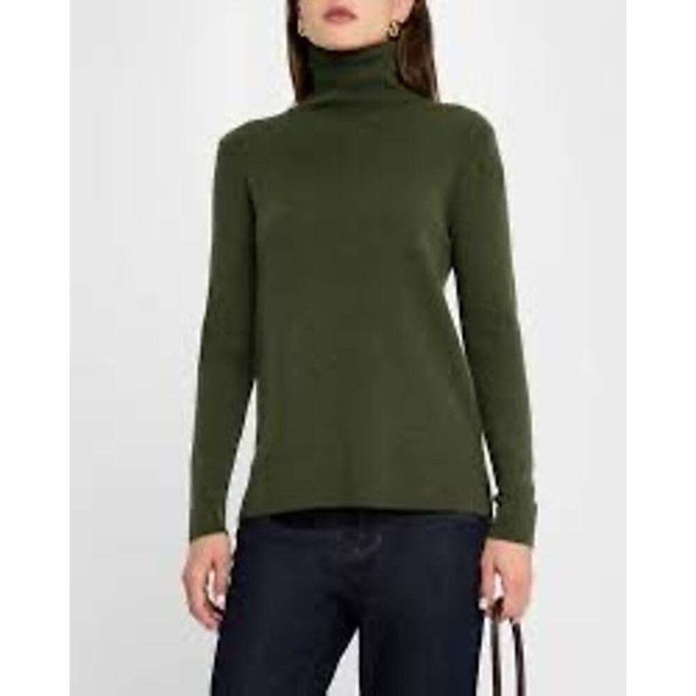 Neiman Marcus Cashmere Collection Turtleneck Sweater XL Olive Green *EUC